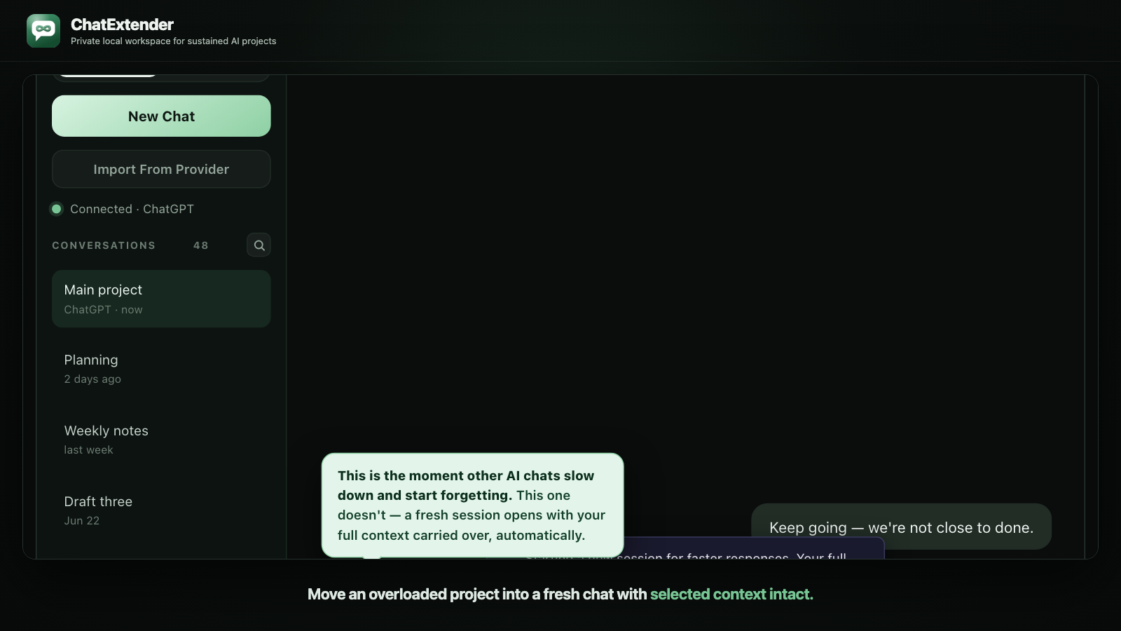 Synthetic fresh-session handoff demonstration