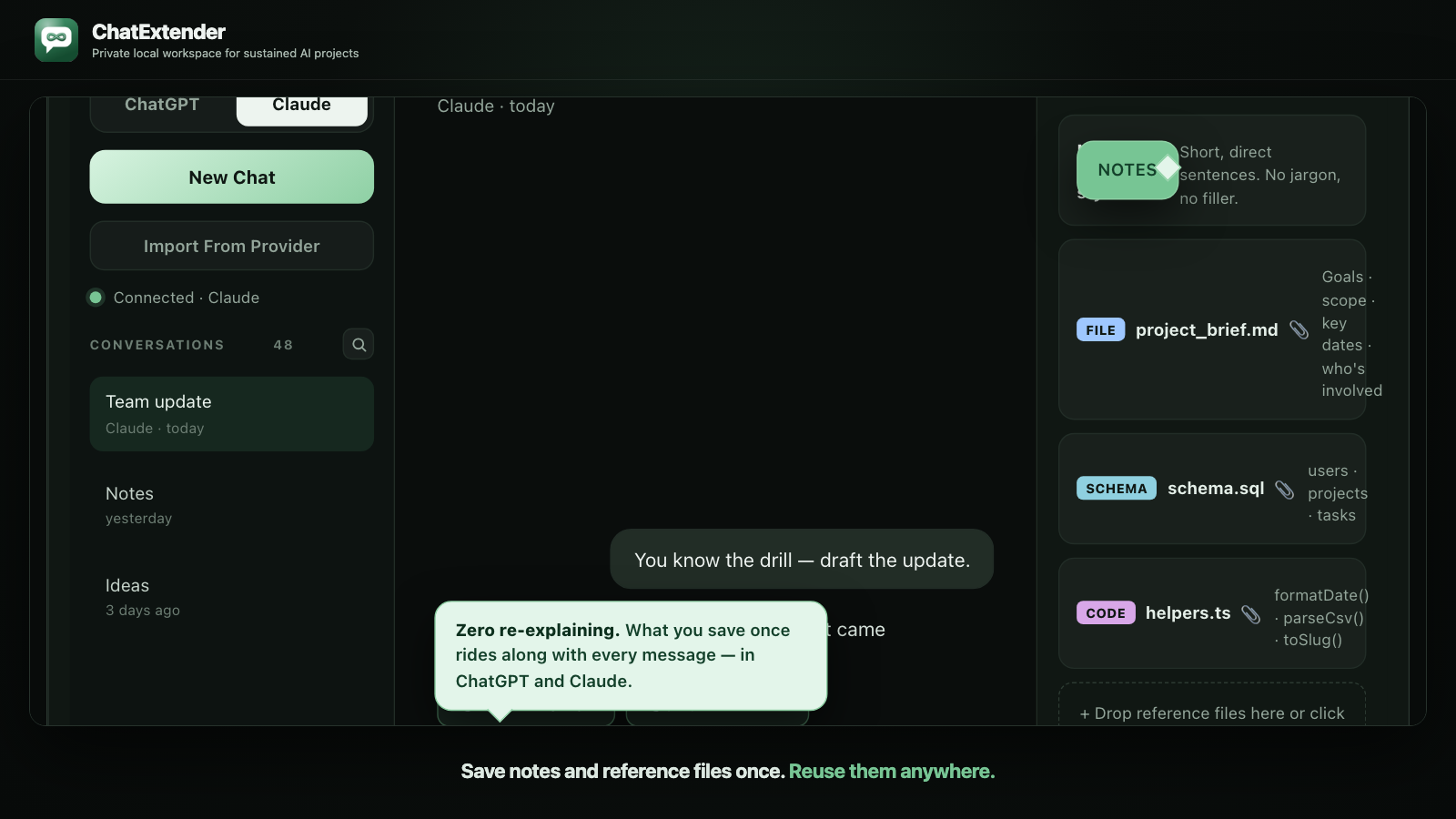 Synthetic reusable local context demonstration